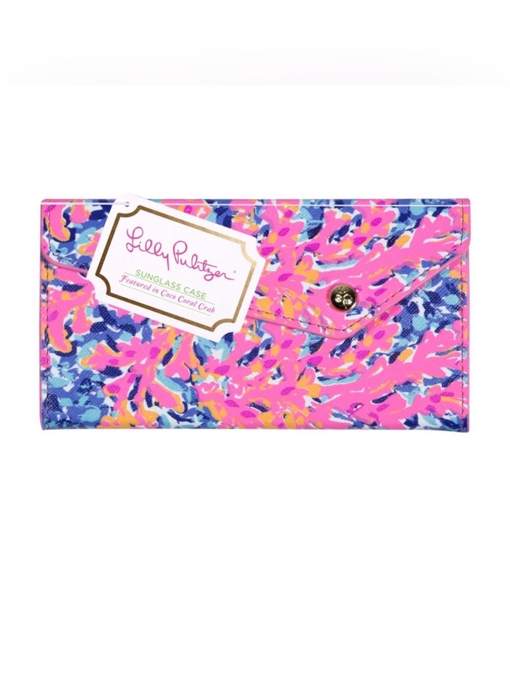 NWT Lilly Pulitzer Sunglasses Hard Case Coco Coral Crab Print Travel Coastal